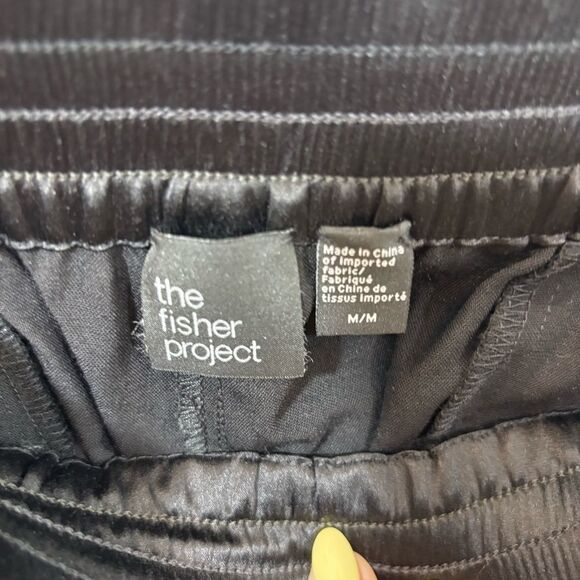 Eileen Fisher, The Fisher Project, Black Tapered Wool Pant Silk Waistband Medium - Picture 8 of 12